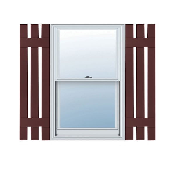Ekena Millwork 12 in. W x 35 in. H Builders Edge, Three Board Spaced, Board-n-Batten Shutters, 167 - Bordeaux, PR 070120035167 - main